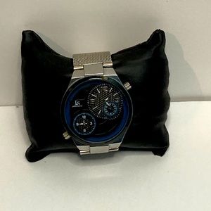Men's Joshua & Sons JX111SSBU Two Time Zone Small Seconds Mesh Bracelet Watch